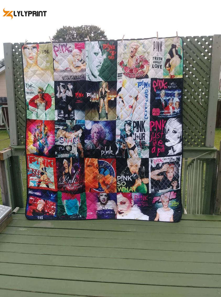 P!nk Quilt Blanket For Fans Home Decor Gift v P!nk Quilt Blanket For Fans Home Decor Gift v