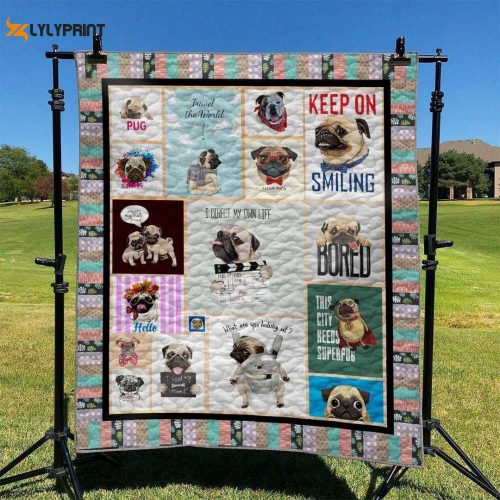Pug Awesome 3D Customized Quilt