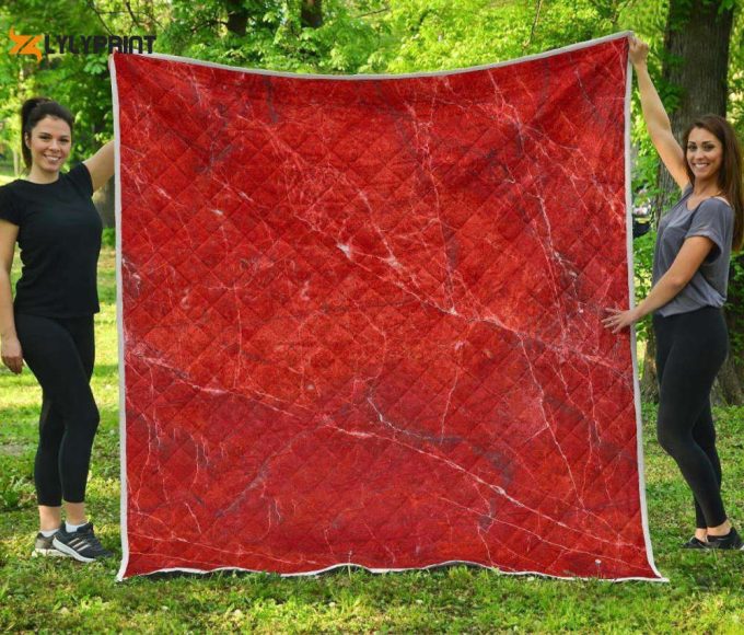 Red Marble D Customized Quilt