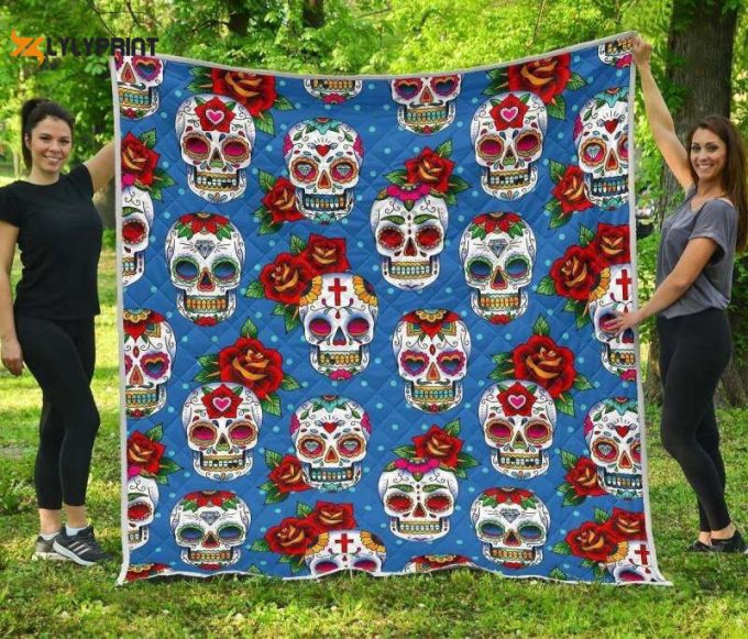 Rose Sugar Skull 3D Customized Quilt