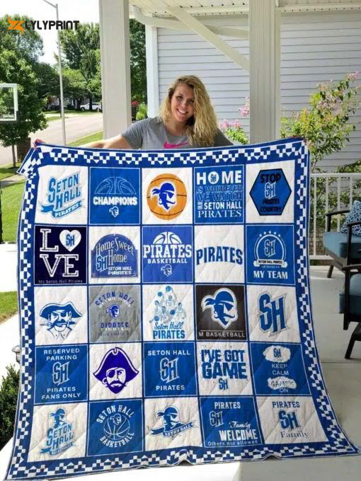 Seton Hall Pirates Quilt Blanket For Fans Home Decor Gift Seton Hall Pirates Quilt Blanket For Fans Home Decor Gift