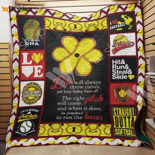 Softball 3D Customized Quilt Blanket For Fans Home Decor Gift