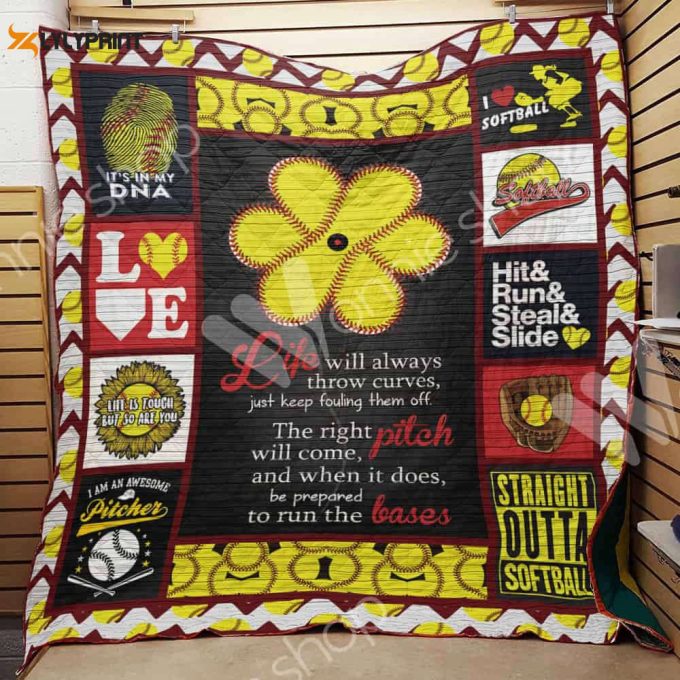 Softball 3D Customized Quilt Blanket For Fans Home Decor Gift