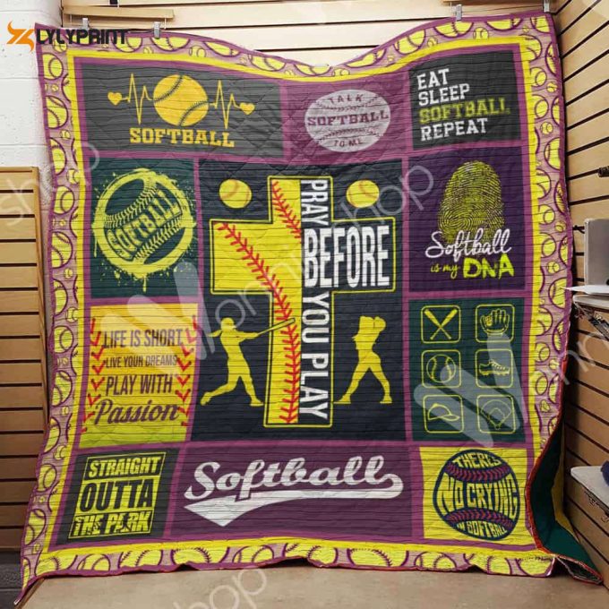 Softball 3D Customized Quilt Blanket For Fans Home Decor Gift