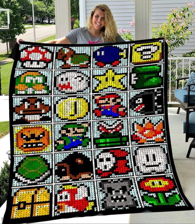 Super Mario Quilt Blanket For Fans Home Decor Gift