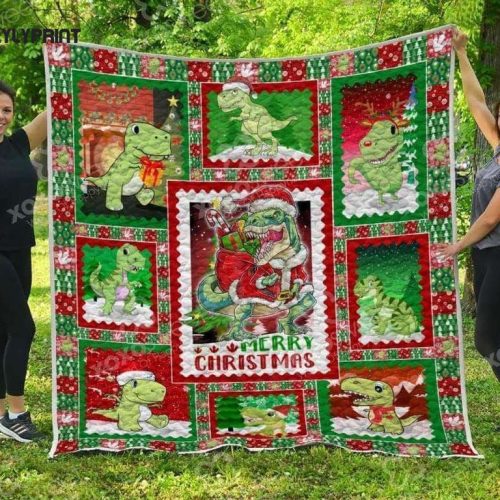 T Rex Xmas Awesome 3D Customized Quilt