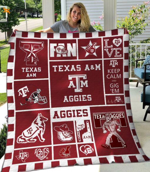 Texas A&M Aggies Quilt Blanket For Fans Home Decor Gift Texas A&M Aggies Quilt Blanket For Fans Home Decor Gift