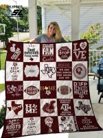 Texas A&M Aggies Quilt Blanket For Fans Home Decor Gift (2c)