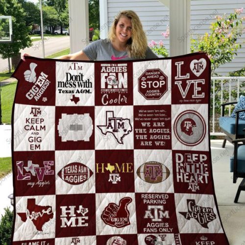 Texas A&M Aggies Quilt Blanket For Fans Home Decor Gift (2c)