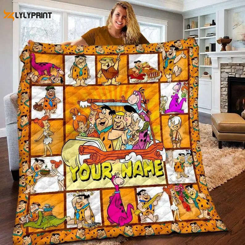 The Flintstones Custom Name Quilt Blanket For Fans Home Decor Gift The Flintstones Custom Name Quilt Blanket For Fans Home Decor Gift