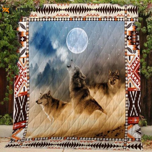 Three Wolves Howling At The Moon 3D Customized Quilt Blanket For Fans Home Decor Gift