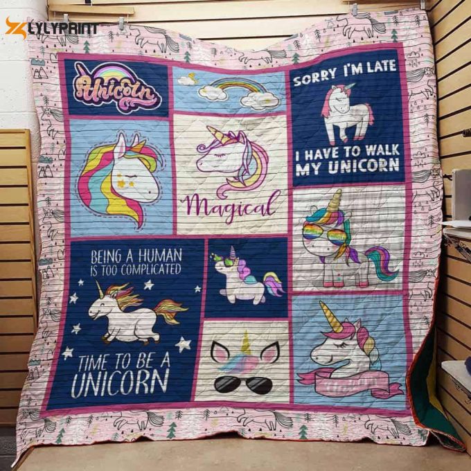 Time To Beunicorn 3D Customized Quilt Blanket For Fans Home Decor Gift