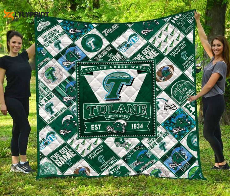 Tulane Green Wave 2 Quilt Blanket For Fans Home Decor Gift Tulane Green Wave 2 Quilt Blanket For Fans Home Decor Gift