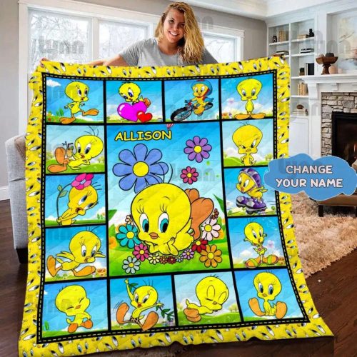 Tweety Bird Custom Name Quilt Blanket