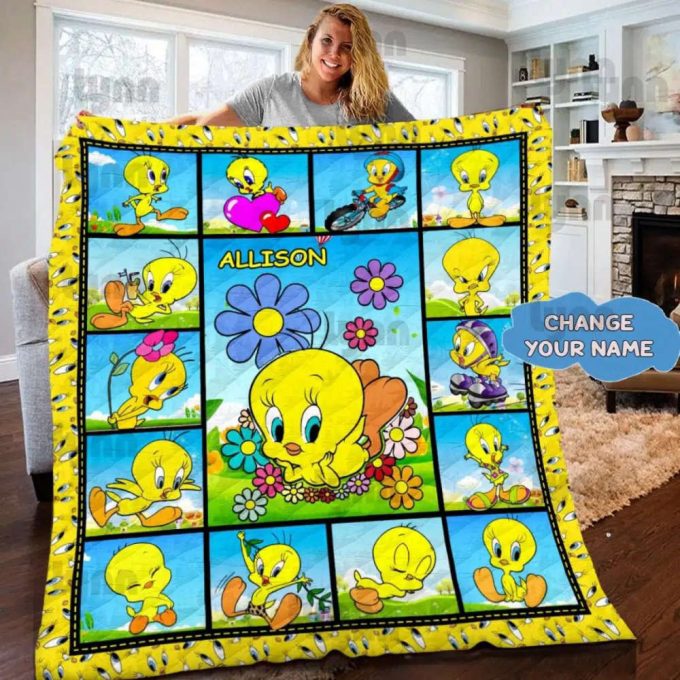Tweety Bird Custom Name Quilt Blanket