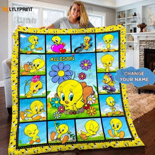 Tweety Bird Custom Name Quilt Blanket