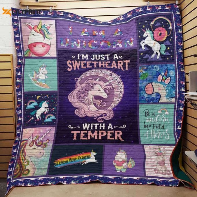 Unicorn Just A Sweetheart Awesome 3D Customized Quilt