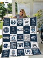 Utah State Aggies Quilt Blanket For Fans Home Decor Gift