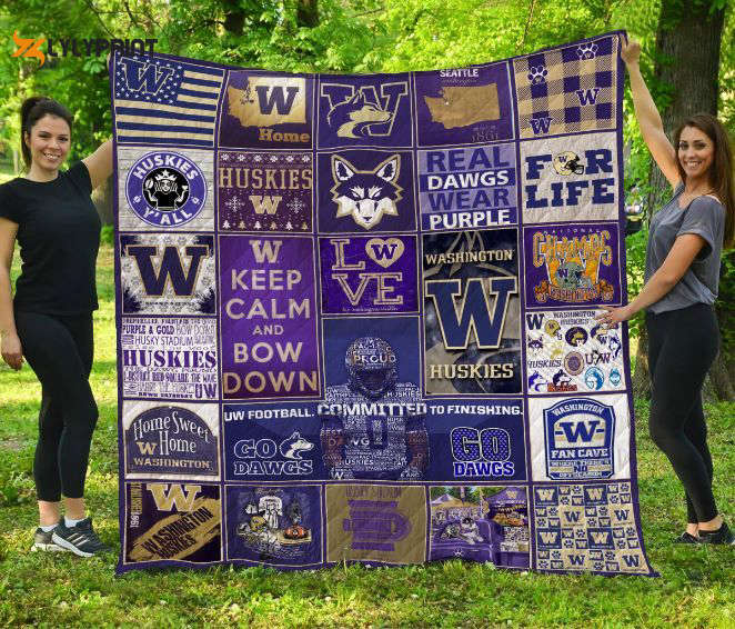 Washington Huskies 3 Quilt Blanket For Fans Home Decor Gift Washington Huskies 3 Quilt Blanket For Fans Home Decor Gift