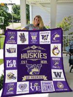 Washington Huskies Quilt Blanket For Fans Home Decor Gift