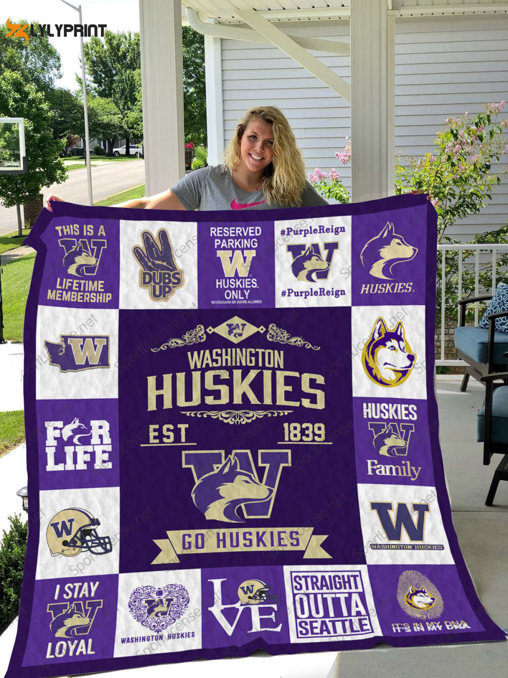 Washington Huskies Quilt Blanket For Fans Home Decor Gift Washington Huskies Quilt Blanket For Fans Home Decor Gift