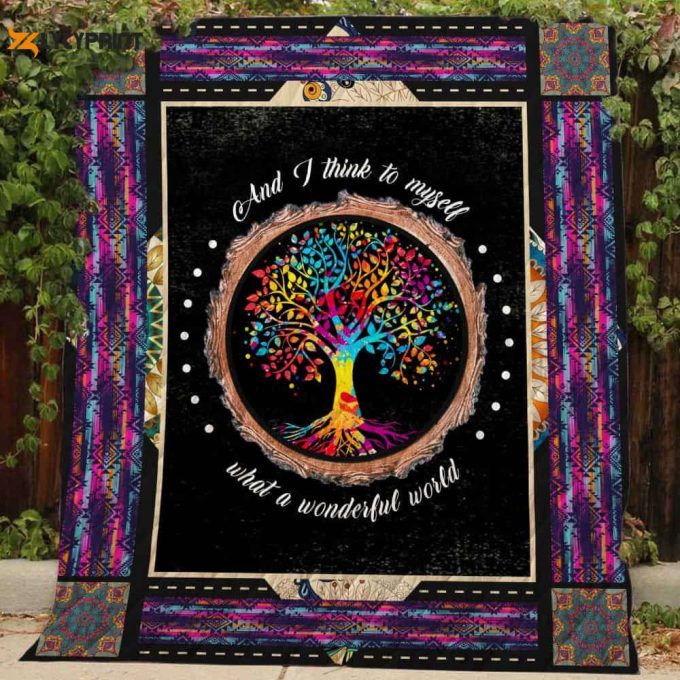 What A Wonderful World Tree Of Life 3D Customized Quilt