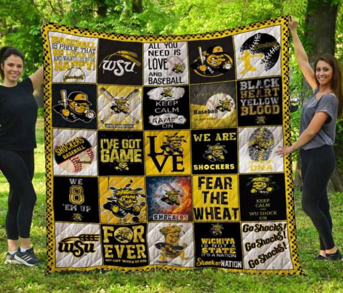 Wichita State Shockers Quilt Blanket For Fans Home Decor Gift