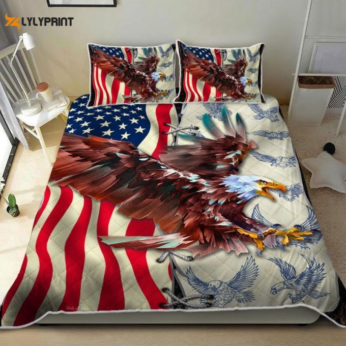 Eagle American Flag Quilt Bedding Set