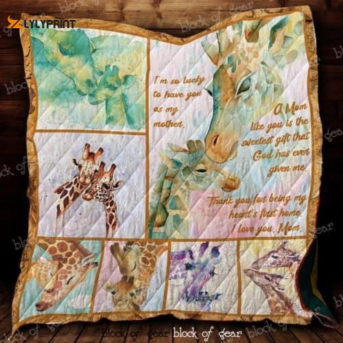 I Am So Lucky To Have You As My Mother Giraffe 3D Customized Quilt