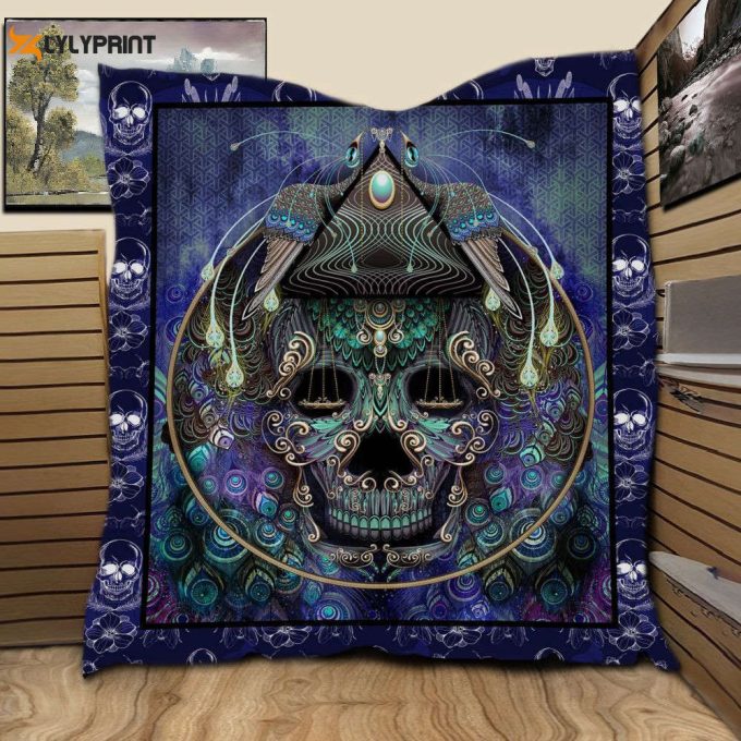 Skull Peacock 3D Customized Quilt