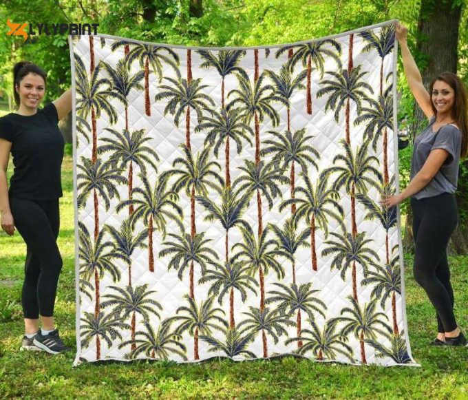 Vintage Palm Tree Beach 3D Customized Quilt