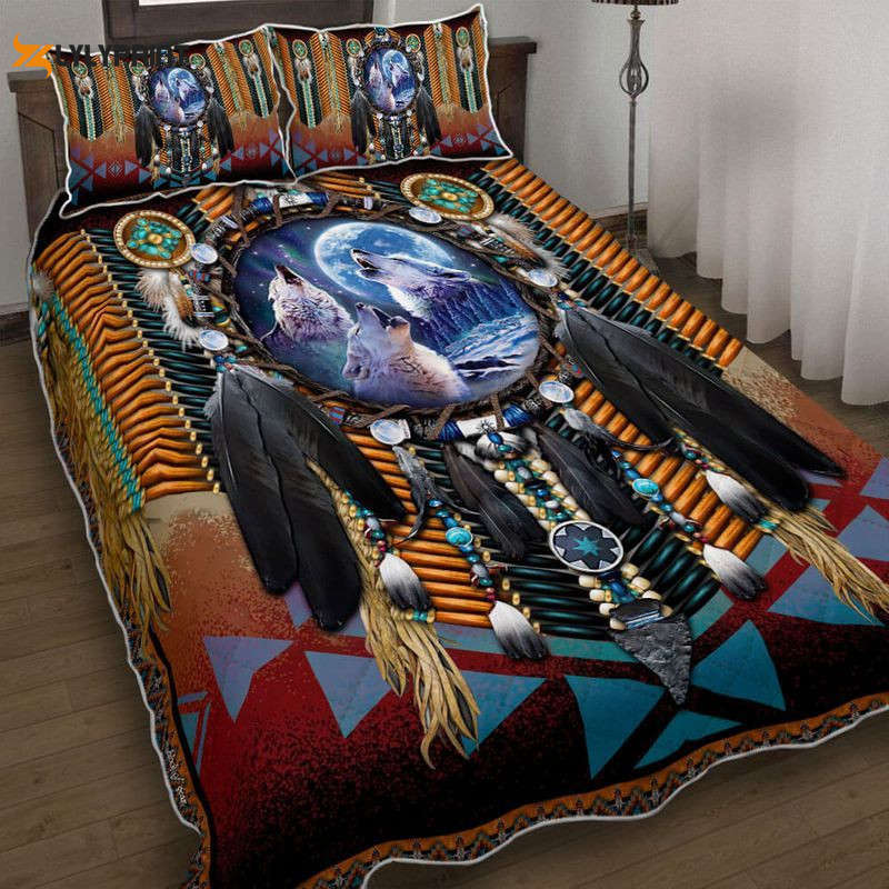 Wolf In The Moon Dream Catcher Quilt Bedding Set Wolf In The Moon Dream Catcher Quilt Bedding Set