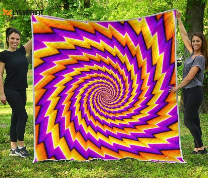 Yellow Twisted Moving Optical Illusion 3D Customized Quilt