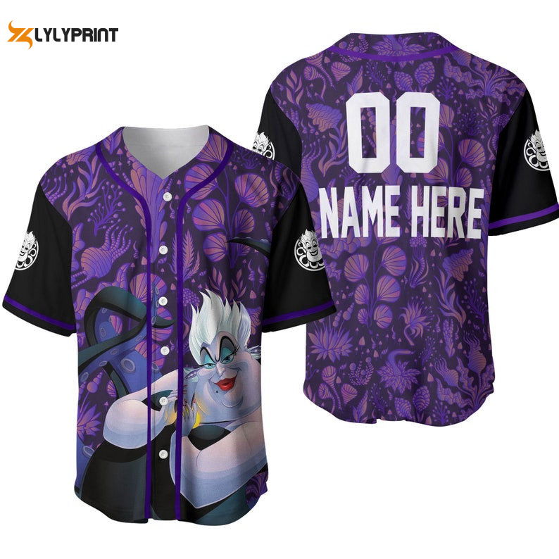 Personalized Ursula Pattern The Little Mermaid All Over Print Baseball Jersey Personalized Ursula Pattern The Little Mermaid All Over Print Baseball Jersey