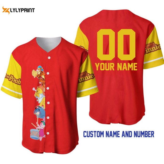 Personalized Winnie The Pooh Team All Over Print Baseball Jersey