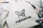 Reputation TS Embroidered Sweatshirt,Reputation Snake TS inspired sweatshirt, Taylor Swiftie Gift, Butterfly Snake Swiftie Reputation shirt
