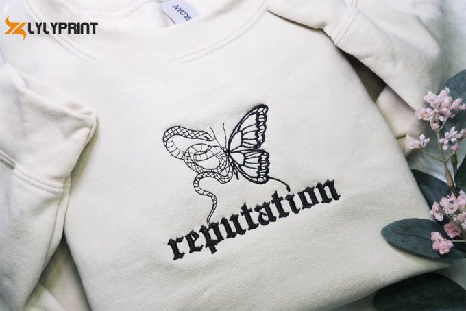 Reputation TS Embroidered Sweatshirt,Reputation Snake TS inspired sweatshirt, Taylor Swiftie Gift, Butterfly Snake Swiftie Reputation shirt