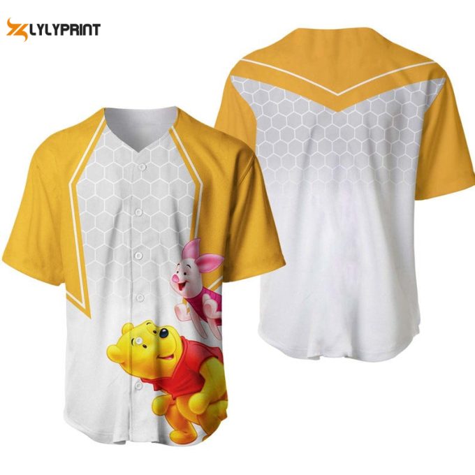 Winnie The Pooh Piglet Honey Pattern All Over Print Baseball Jersey