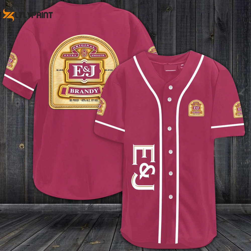 E&J Brandy All Over Print Unisex Baseball Jersey – Ruby E&J Brandy All Over Print Unisex Baseball Jersey – Ruby