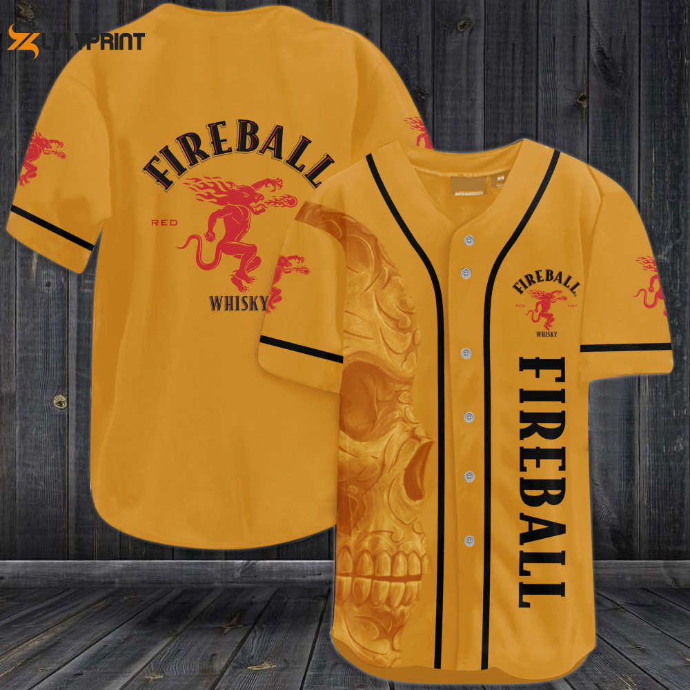 Fireball Skull Baseball Jersey Fireball Skull Baseball Jersey