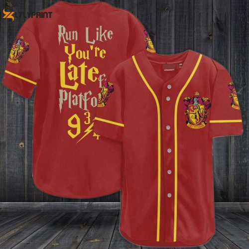 Harry Potter Run Like You’re Late For Platform 9 3/4 Baseball Jersey Red