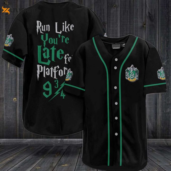 Harry Potter Run Like You’re Late For Platform 9 3/4 Baseball Jersey Slytherin
