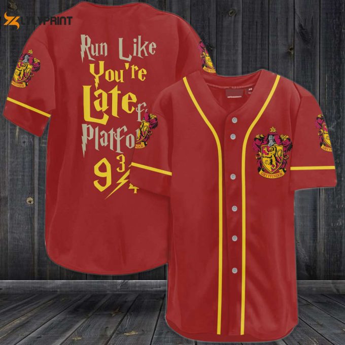 Harry Potter Run Like You’re Late For Platform 9 3/4 Gryffindor Baseball Jersey