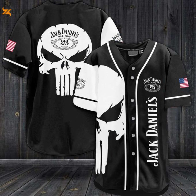 JD Old Time Skull Pattern All Over Print 3D Unisex Baseball Jersey