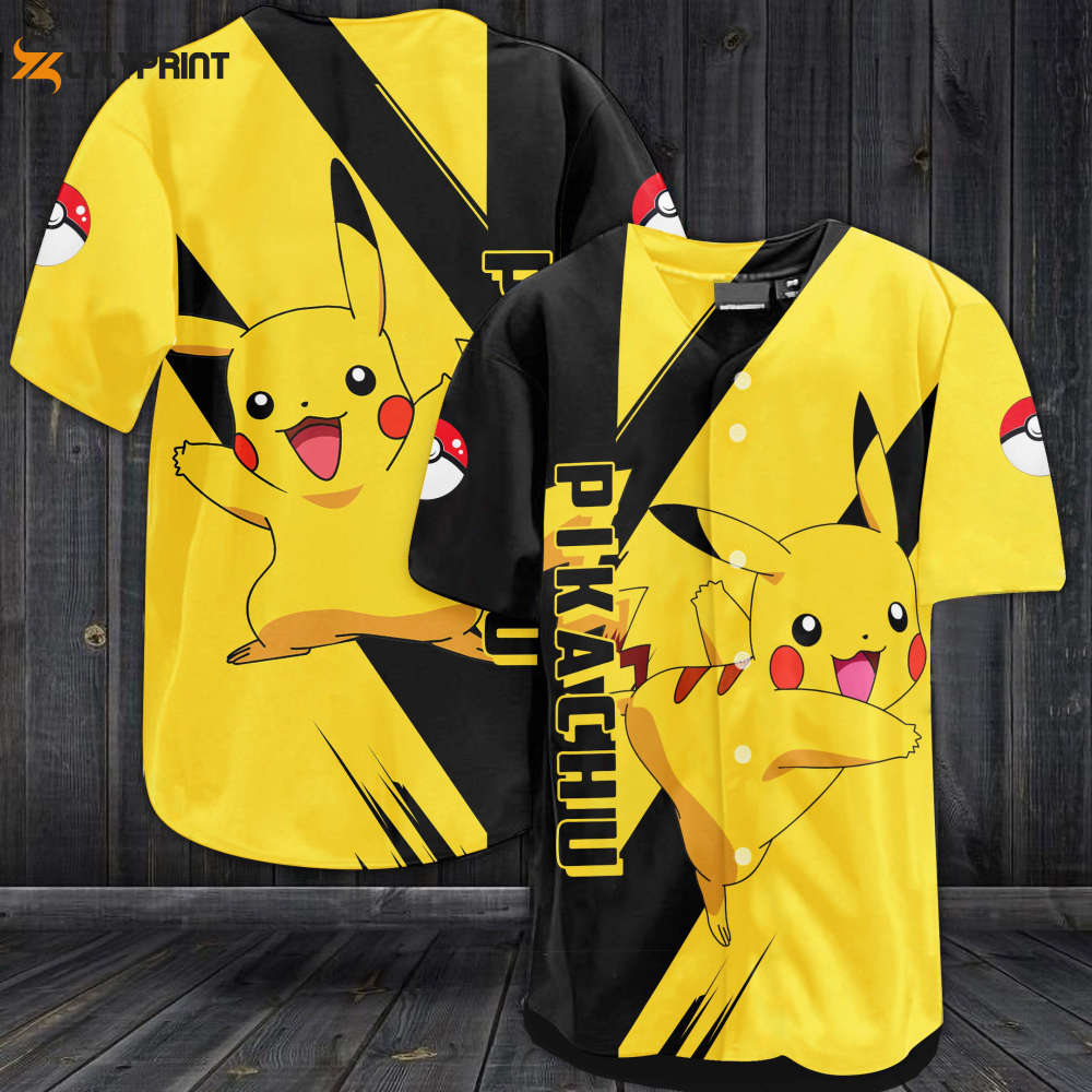 Lovely Pikachu All Over Print 3D Baseball Jersey Lovely Pikachu All Over Print 3D Baseball Jersey