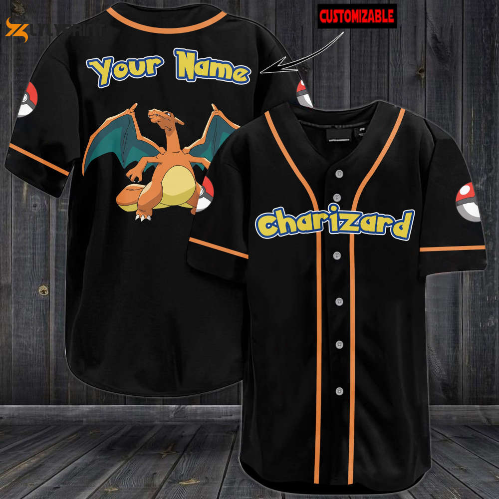 Personalized Charizard Baseball Jersey Personalized Charizard Baseball Jersey