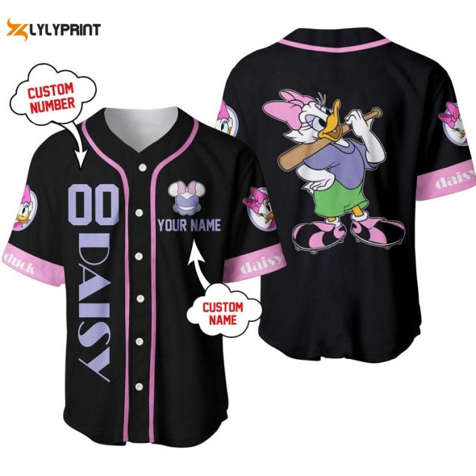 Personalized Daisy Duck Playing Baseball All Over Print Baseball Jersey