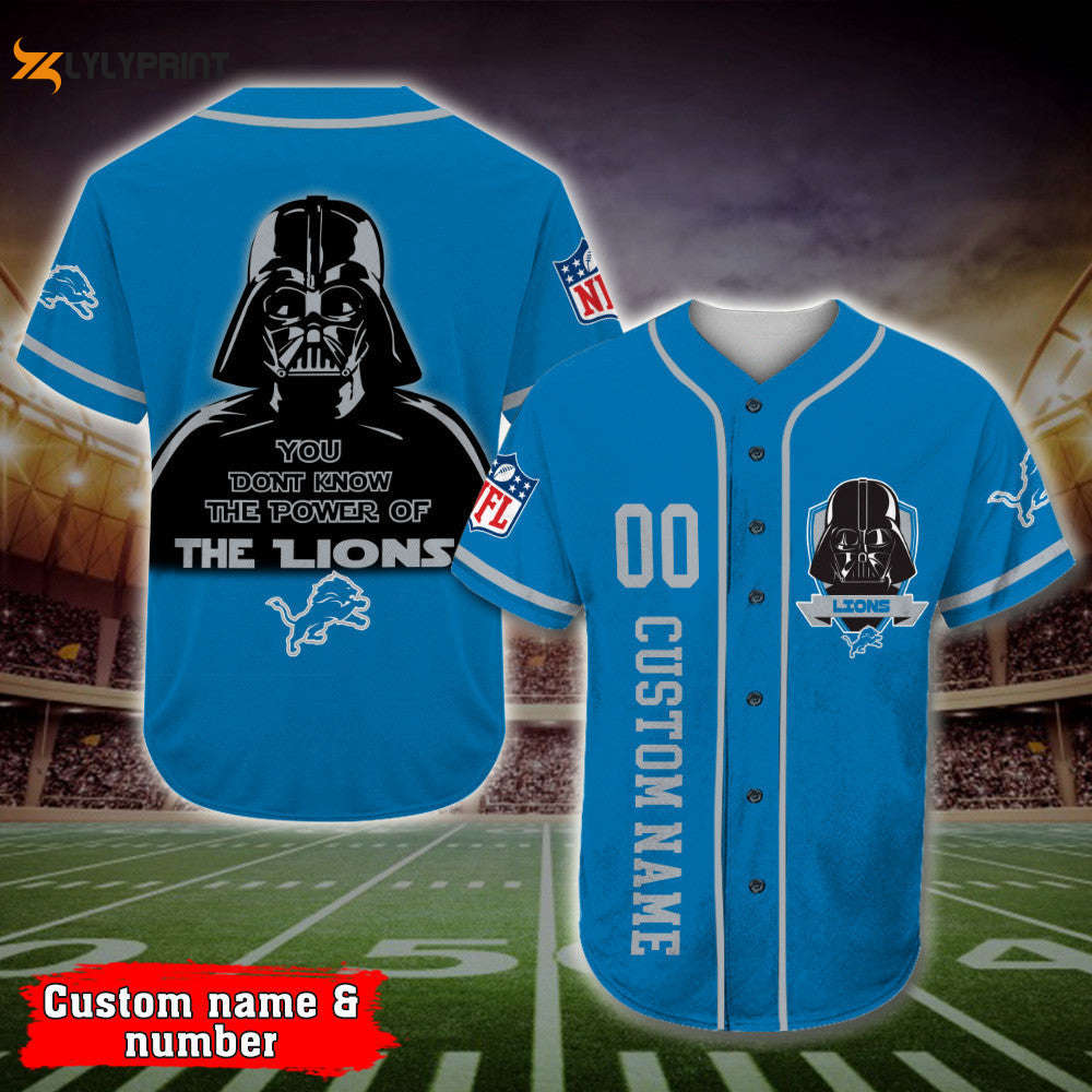 Personalized Detroit Lions Darth Vader Star Wars All Over Print 3D Baseball Jersey Personalized Detroit Lions Darth Vader Star Wars All Over Print 3D Baseball Jersey