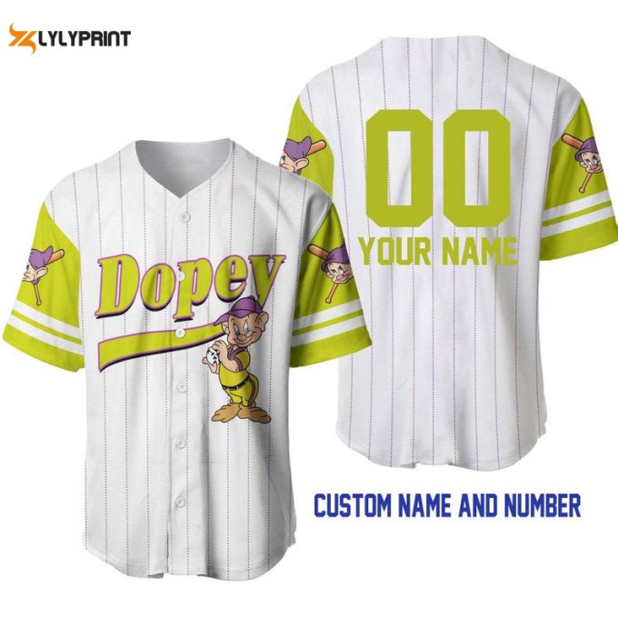 Personalized Dopey Dwarf Snow White All Over Print Pinstripe Baseball Jersey – Gift for Men Women