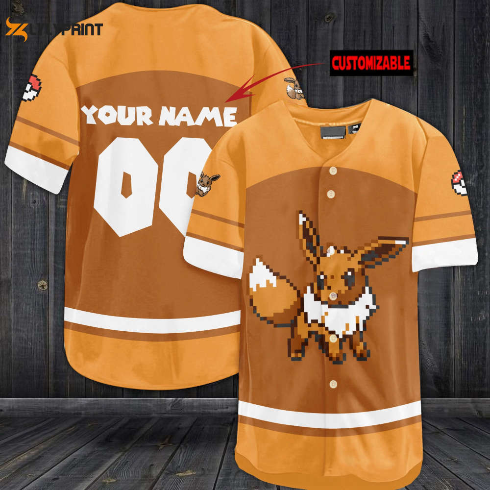 Personalized Eevee Minecraft Baseball Jersey Personalized Eevee Minecraft Baseball Jersey